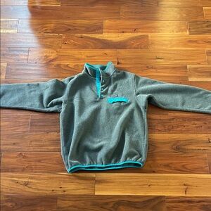 Patagonia Gray and Teal Fleece Jacket
